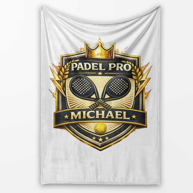 Personalised Name Padel Pro Blanket Custom Colour Player Gift Sports Fan Fleece Throw Racket Bedroom Decor Man Present For Him - image 1