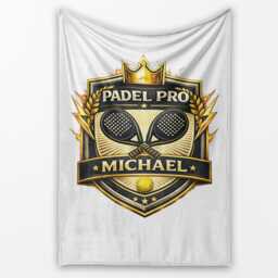 Personalised Name Padel Pro Blanket Custom Colour Player Gift Sports Fan Fleece Throw Racket Bedroom Decor Man Present For Him - thumbnail 1