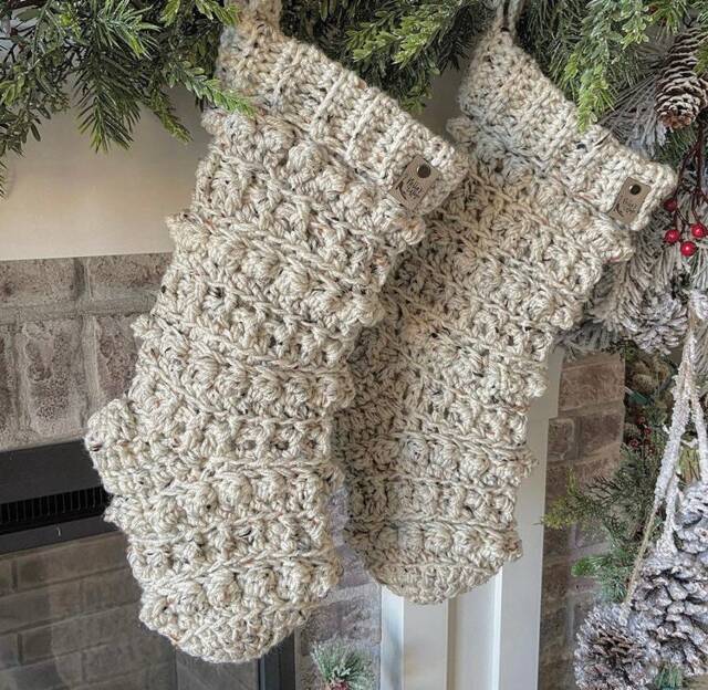 Handmade Chunky Knit Christmas Stocking - Farmhouse Style