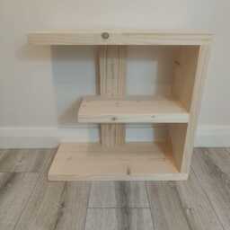 Rustic Wooden E Shape Side Sofa End Table Many Colours & Sizes - thumbnail 4