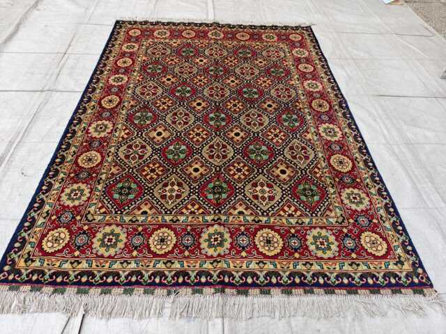Handwoven Yousafi Afghan Rug 6.10 X 4.11 Ft, Geometric Wool Rug - image 1