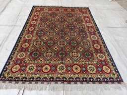 Handwoven Yousafi Afghan Rug 6.10 X 4.11 Ft, Geometric Wool Rug - thumbnail 1