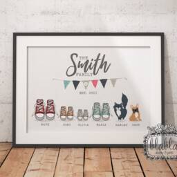 Digital Only Trainers Family Poster With Pets, Poster, Personalised Custom Print - thumbnail 2