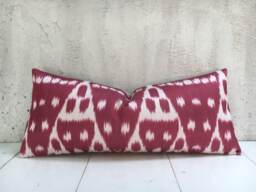 Silk Ikat Pillow Cover - 10x24 - Handwoven Decorative Cushion - thumbnail 1