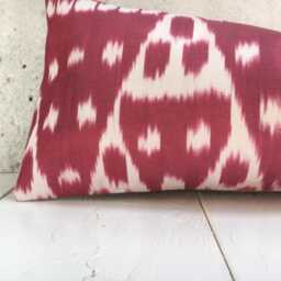 Silk Ikat Pillow Cover - 10x24 - Handwoven Decorative Cushion - thumbnail 3