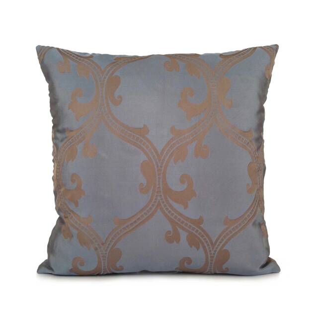 Tan & Grayish Blue Pillow, Patterned Throw Pillow Cover, Decorative Cushion Accent Silk Blend Pillow - image 1
