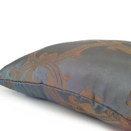 Tan & Grayish Blue Pillow, Patterned Throw Pillow Cover, Decorative Cushion Accent Silk Blend Pillow - thumbnail 2
