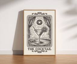 The Cocktail Tarot Card Print, Bar Car Mystical Celestial, Trendy Fun Retro Art, Poster, Kitchen Diner Decor - thumbnail 1