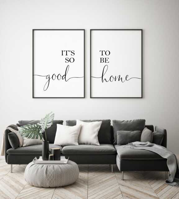 It's So Good To Be Home Print Set - Living Room Prints Modern Black & White Prints, Entryway, Hallway Prints - image 1
