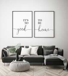 It's So Good To Be Home Print Set - Living Room Prints Modern Black & White Prints, Entryway, Hallway Prints - thumbnail 1