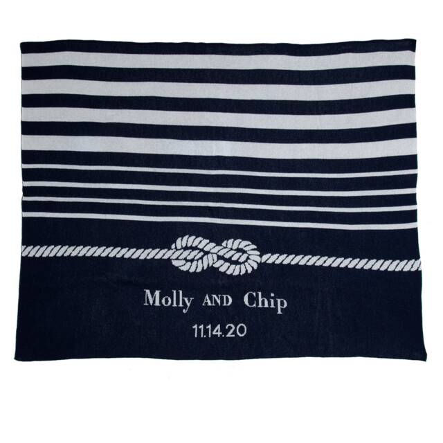 Tie The Knot Wedding Blanket - Personalized Nautical Monogram Knit Throw - image 1