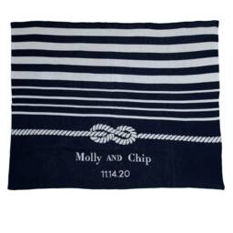 Tie The Knot Wedding Blanket - Personalized Nautical Monogram Knit Throw - thumbnail 1
