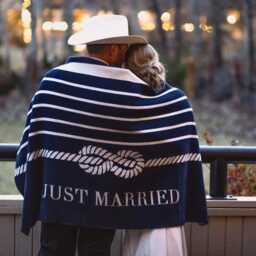 Tie The Knot Wedding Blanket - Personalized Nautical Monogram Knit Throw - thumbnail 3