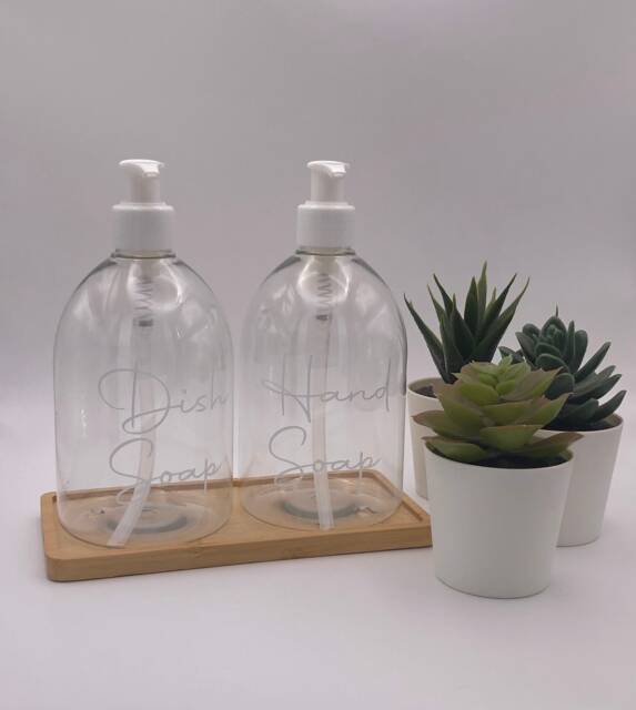 Personalised Clear Bell Soap Dispenser Bottle With Gloss White Pump 500Ml - image 1
