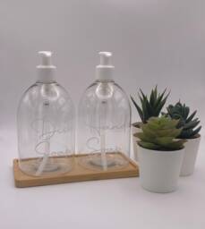 Personalised Clear Bell Soap Dispenser Bottle With Gloss White Pump 500Ml