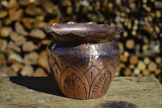 Unique Handcrafted Copper Vase - Chiseled Design For Interior Decor - image 1
