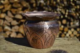 Unique Handcrafted Copper Vase - Chiseled Design For Interior Decor - thumbnail 1