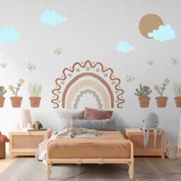 Boho Rainbow Wall Stickers Nursery Decor Decals Neutral Playroom Art Peel & Stick - thumbnail 2