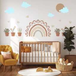 Boho Rainbow Wall Stickers Nursery Decor Decals Neutral Playroom Art Peel & Stick - thumbnail 1