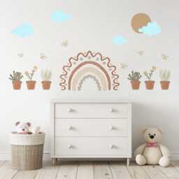 Boho Rainbow Wall Stickers Nursery Decor Decals Neutral Playroom Art Peel & Stick - thumbnail 3