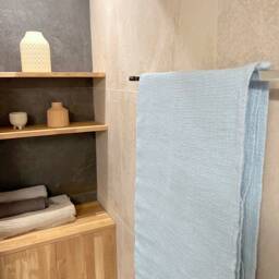 Waffle Linen Bath Towel Baby Blue Boho Travel Towel - thumbnail 3