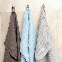 Waffle Linen Bath Towel Baby Blue Boho Travel Towel - thumbnail 2