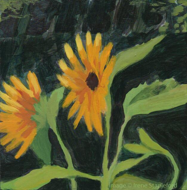 August Sunflowers - Original Art, Painting, Small Affordable Fine Art By Irene Stapleford
