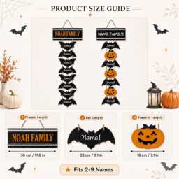 Personalized Halloween Family Sign - Custom 2-9 Names Porch Decor Door Hanging Name Wall Spooky Fall Decoration - thumbnail 2