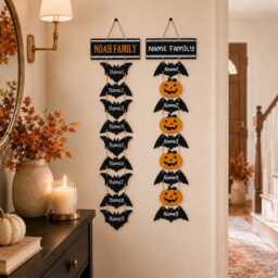 Personalized Halloween Family Sign - Custom 2-9 Names Porch Decor Door Hanging Name Wall Spooky Fall Decoration - thumbnail 4