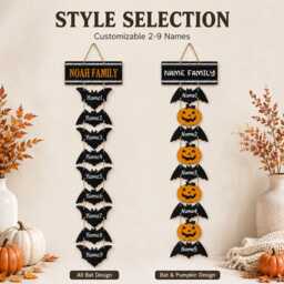 Personalized Halloween Family Sign - Custom 2-9 Names Porch Decor Door Hanging Name Wall Spooky Fall Decoration - thumbnail 3