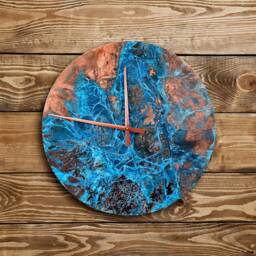 Round Wall Clock Large Size, Handmade Aged Clock, Copper Patina Artistic Art, Vintage Home Decor, Art