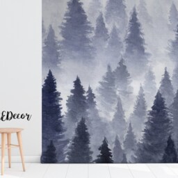 Landscape Of Forest Wall Covering, Hand Drawn, Peel & Stick, Removable Wallpaper, Reusable, Decal, Self Adhesive, Mural, Nature #25 - thumbnail 3