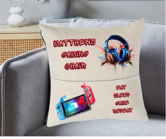 Personalised Gaming Pocket Cushion For Kids - Store Controllers in Style 40x40 cm - image 1