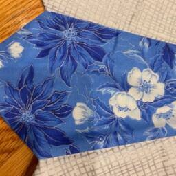 Christmas Tree Skirt, Poinsettia, Quilted, Silver, Blue, White, Small, Flower, Table Top - thumbnail 4