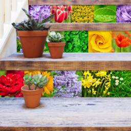 Flowers, Carrelage Adh??sif, Tile Stickers, Decal, Fliesenaufkleber, Decals, Stair Mosaic Wall Art, Pack Of 49 - Skucnra - thumbnail 2