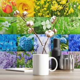Flowers, Carrelage Adh??sif, Tile Stickers, Decal, Fliesenaufkleber, Decals, Stair Mosaic Wall Art, Pack Of 49 - Skucnra - thumbnail 1