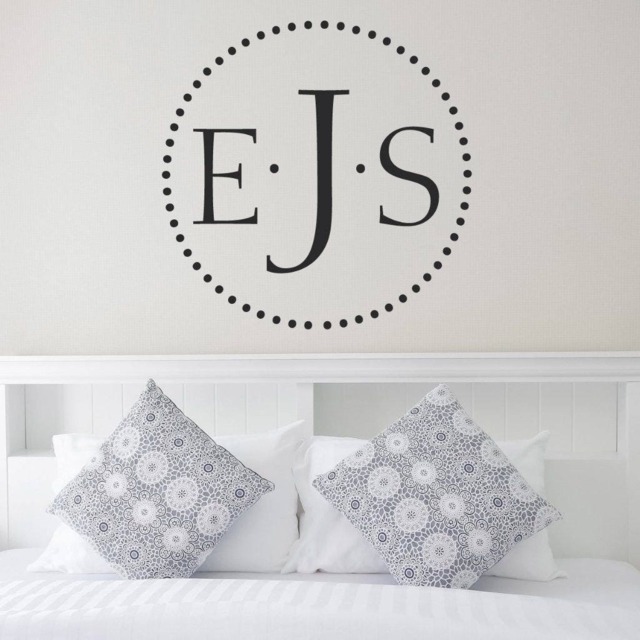 Personalized Dot Circle Monogram Wall Decal Kids Nursery Decals Dots Polka Decor Wedding Mono 039 - image 1