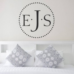 Personalized Dot Circle Monogram Wall Decal Kids Nursery Decals Dots Polka Decor Wedding Mono 039 - thumbnail 1