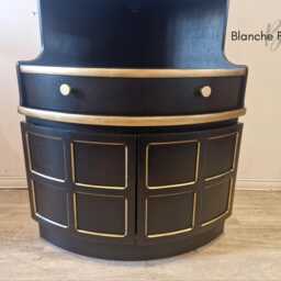 Tall Nathan Mid Century Modern Black Corner Drinks Cabinet - Luxury Cocktail Bar Unit - thumbnail 3
