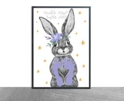 Babies 1st Easter Footprint Bunny Rabbit Print, Custom , Personalised Keepsake A4- Baby Girl - New Baby - thumbnail 1