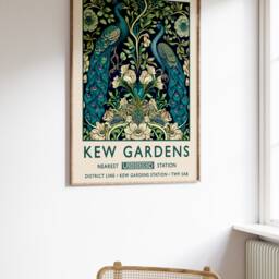 William Morris Peacock Print, Kew Gardens London Poster, Vintage Wall Art, Floral Poster - thumbnail 2