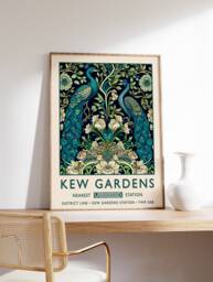 William Morris Peacock Print, Kew Gardens London Poster, Vintage Wall Art, Floral Poster - thumbnail 1