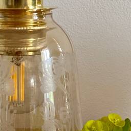 Vintage Tulip Lamp in Amber Glass - thumbnail 2