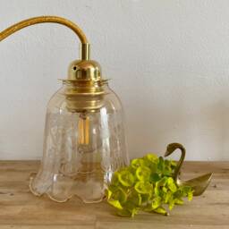 Vintage Tulip Lamp in Amber Glass - thumbnail 1