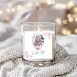 In Loving Memory Pink Flower - Candle Label L Custom Memorial - thumbnail 2