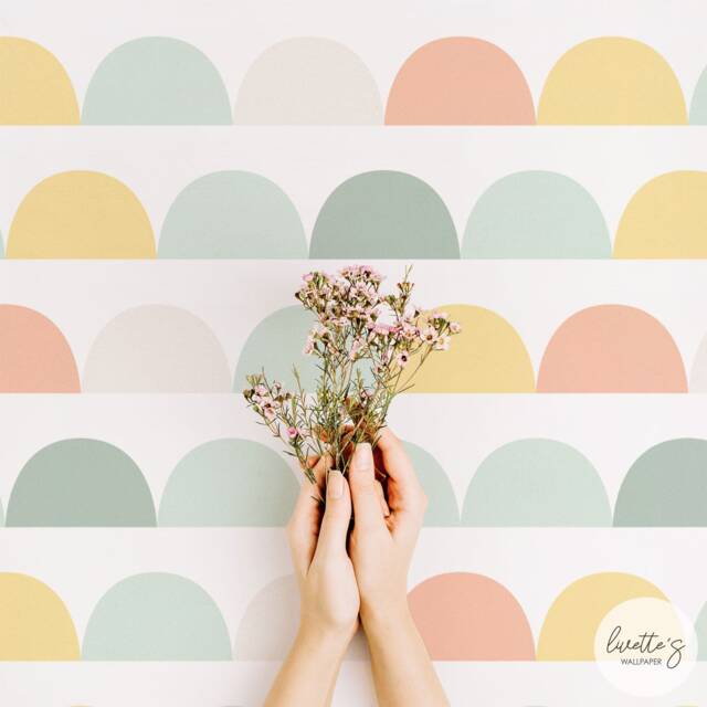 Pastel Rainbow Wallpaper, Kids Room Decor, Peel & Stick - image 1