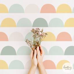 Pastel Rainbow Wallpaper, Kids Room Decor, Peel & Stick - thumbnail 1