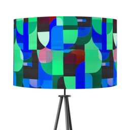 Lampshade Blue Abstract Bright Colourful Mid Century Print Velvet - Drum Lamp Shade 25cm 30cm 35cm 40cm 45cm Table Lamp Ceiling Pendant - thumbnail 1
