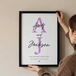 Personalised Initial & Name Print - Custom Monogram Couple Gift Typography Anniversary Wall Art - thumbnail 3