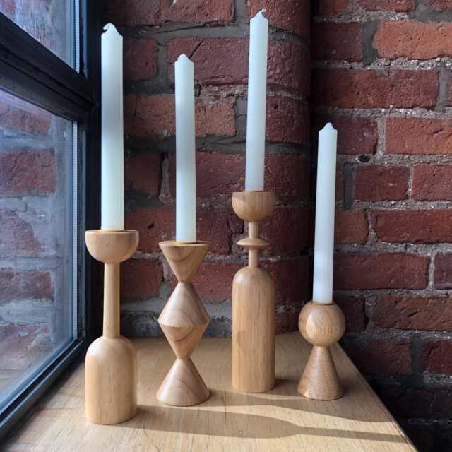 Nordic Wooden Candle Holder Modern Farmhouse Taper Decor - image 1